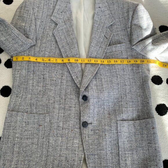 Vintage Tweed Blazer Sport Coat Mens 42 Short Blue Gray Union Made Old Money 90s - Picture 14 of 16